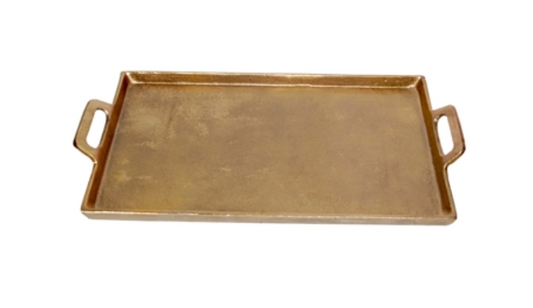 Alum. Tray w/Handles 15x25" - Antique Brass