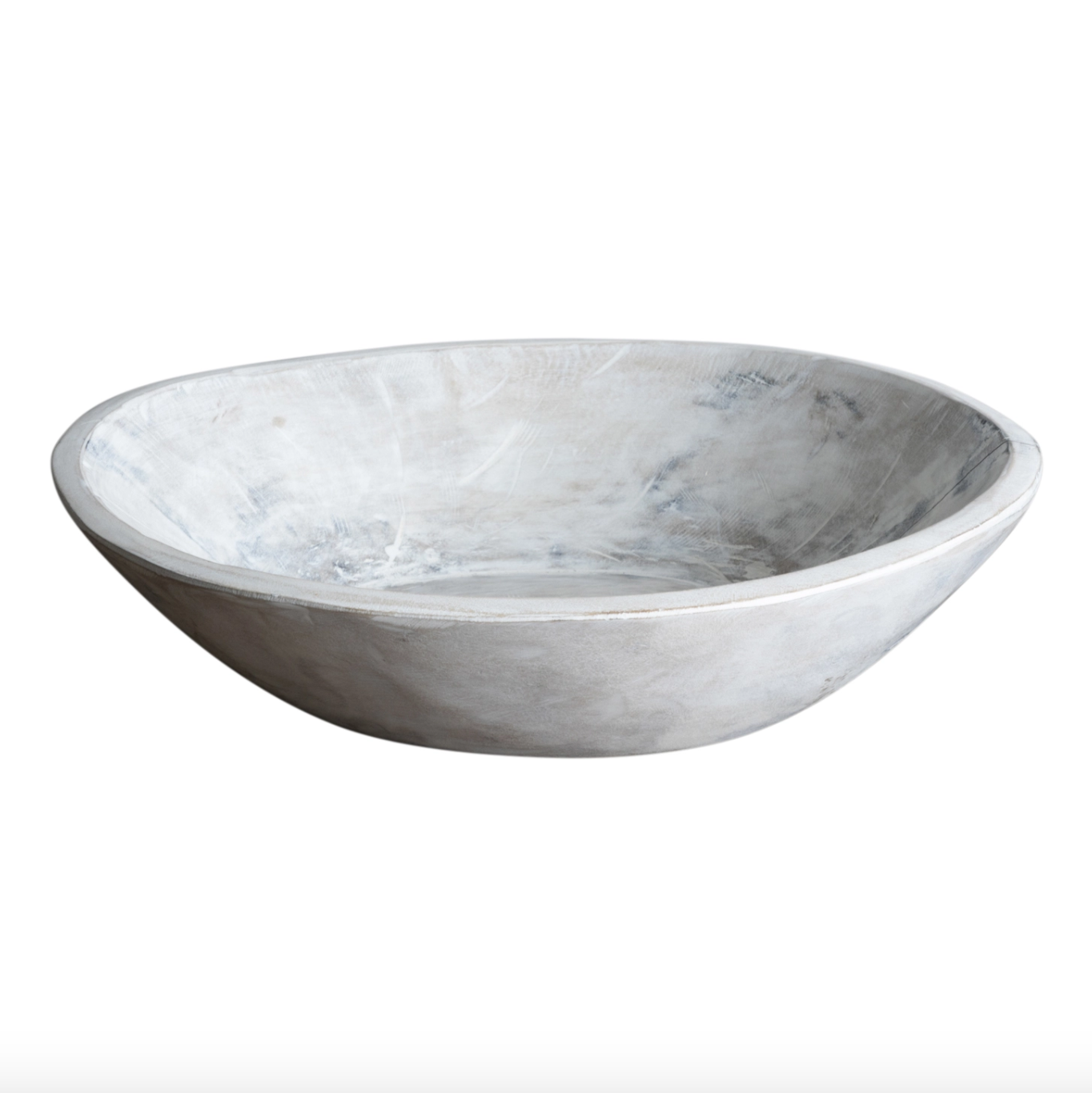 Found Dough Bowl White Wash Medium