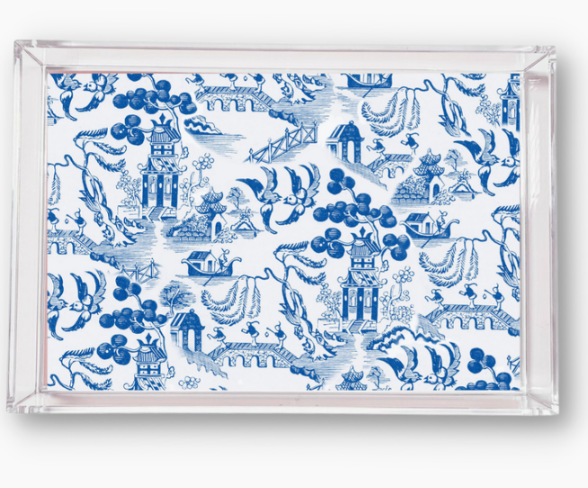 Blue and White Print Small Tray