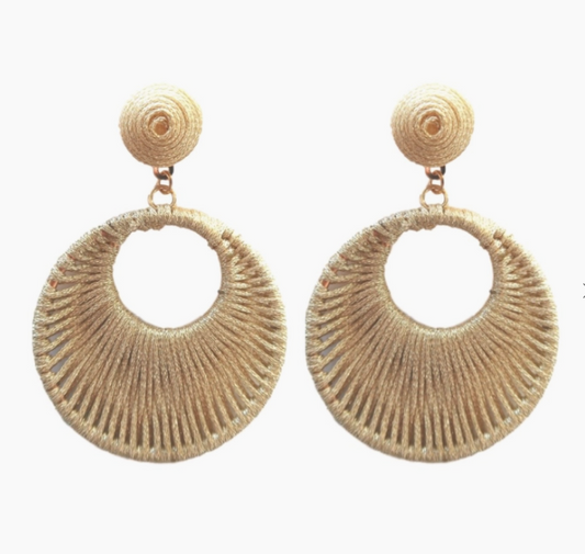 Gold Metallic Wrapped Bali Drop Earrings