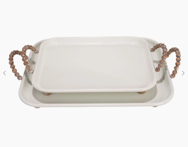 Wood Bead Handle Tray-Large