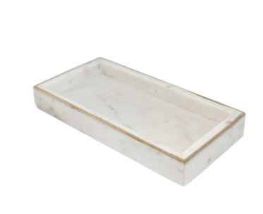 White Marble Tray with Brass Edging