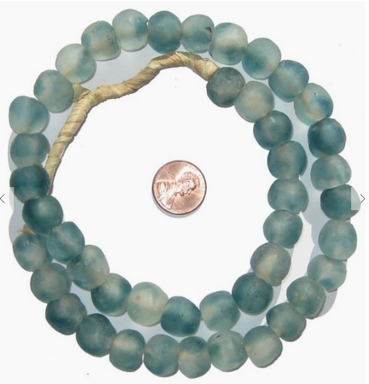 14mm Light Blue Wave Recycled Glass Beads