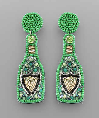 Fancy Shield Champagne Bottle Earrings