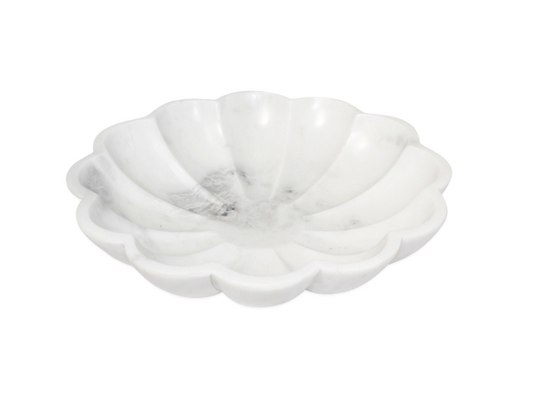 Medium White Marble Lotus Bowl