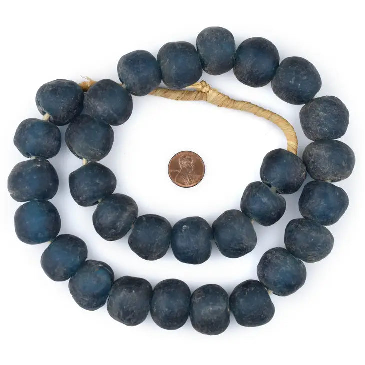 23mm Jumbo Marine Blue Recycled Glass Beads
