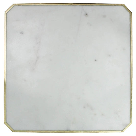 Loren Platter with Brass Edge, Marble - Square