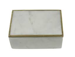 Loren Box with Brass Edge - Marble