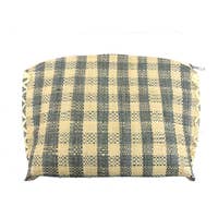 Gingham Straw Cosmetic Bag: Set of 2 - Grey