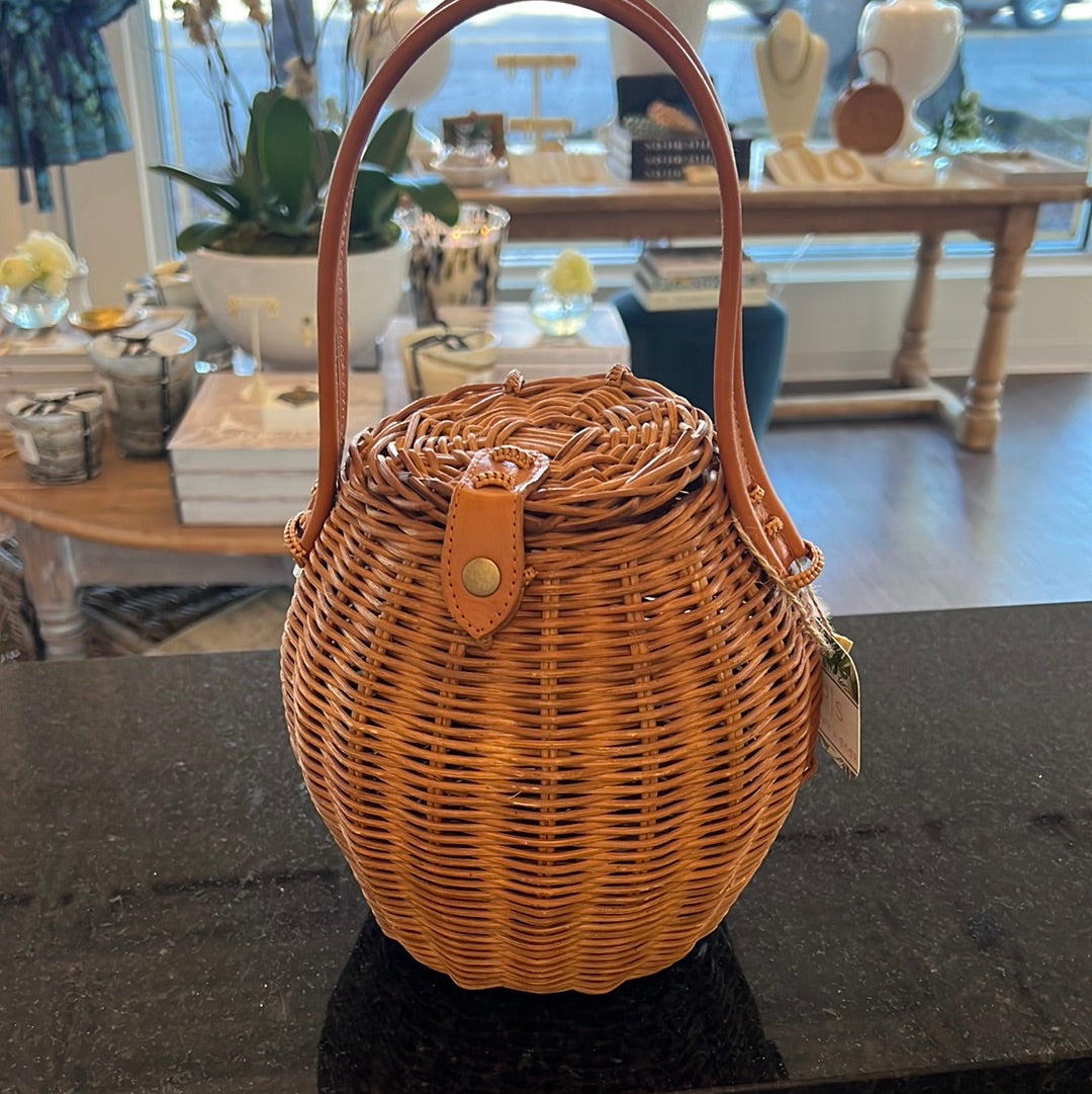 Wicker Bucket Bag Leah Bailey Interiors